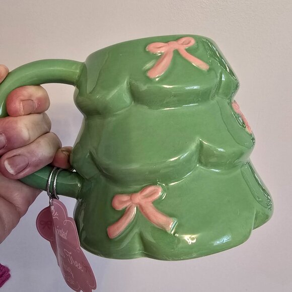 NWT Pink Bow Christmas Tree Mug - Picture 3 of 3